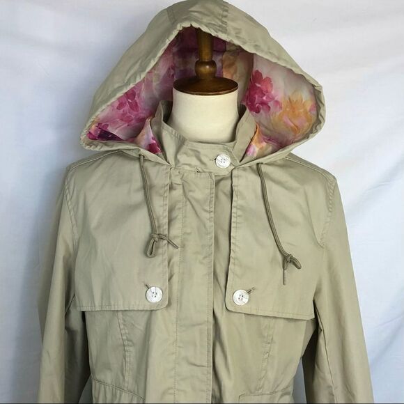 NANETTE LEPORE KHAKI  HOODED UTILITY SPRING JACKET  EXCELLENT CONDITION - Picture 5 of 15